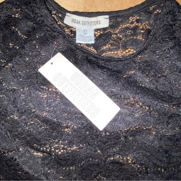 NWT Urban Outfitters Danica Lace Sheer Long Sleeve Top in Black - Picture 7 of 7